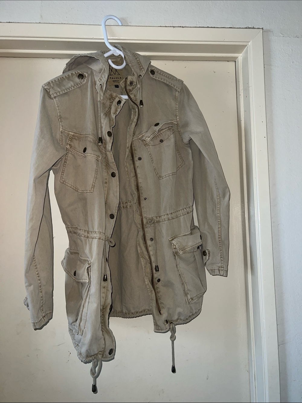 Talula Light Beige Military Field Jacket with Utility Pockets